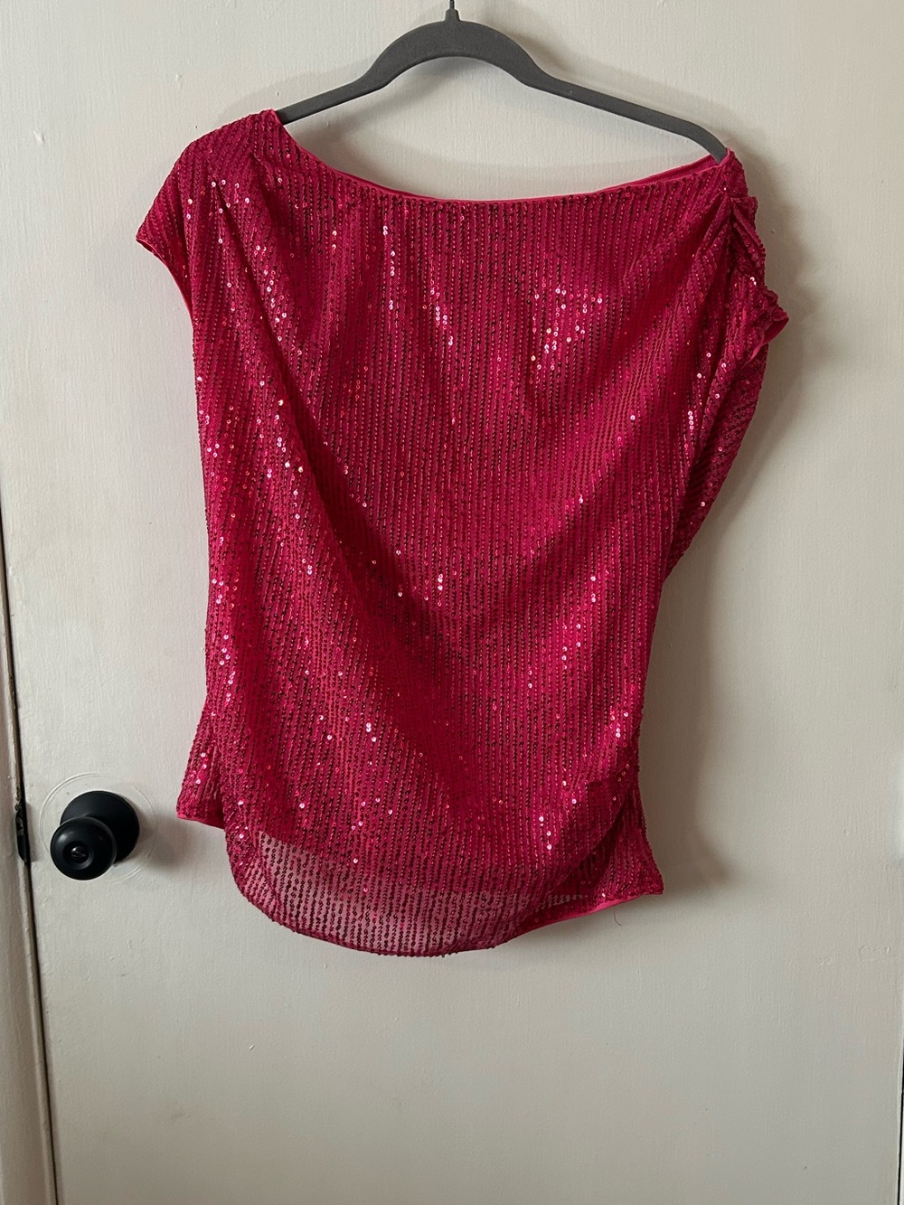 Grace Karin Hot Pink Sequin Boatneck Top